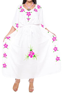 Women's Beachwear Sleeveless Rayon Cover up Dress Casual Caftans Multi White