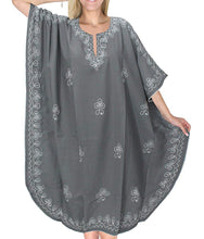 Load image into Gallery viewer, LA LEELA Coverup Beach Bikini wear Swimsuit Kimono Summer Dress Women Embroidery