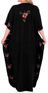 Women's Beachwear Sleeveless Rayon Cover up Dress Casual Caftans Multi  Black