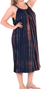RAYON Plus Size Beachwear Bikini Swimwear Loose Fit Cover up Tank Dress Blue