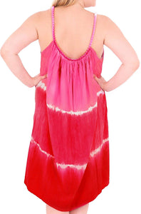 Women's Embroidered Tie Dye Swimwear Beach LOOSE Bikini Cover ups Caftan Fuchsia