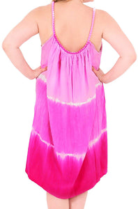 Women Embroidered Hand Tie Dye Swimwear Beach LOOSE Bikini Cover ups Caftan Pink