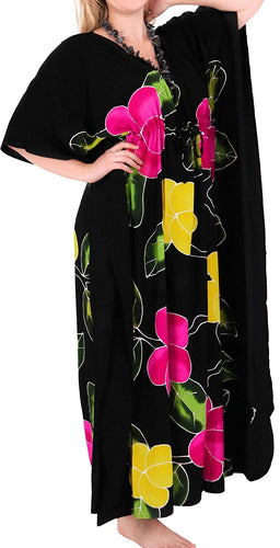 Women's Beachwear Sleeveless Rayon Cover up Dress Casual Caftans Multi  Black