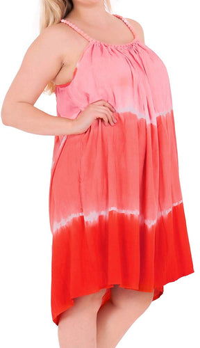 Women's Embroidered Tie Dye Swimwear Beach Dress Bikini Cover up Caftan Orange