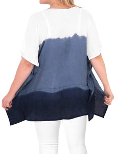 Loose Fit Plus Kimono Loose Beachwear Casual Women's Casual Top Blue 14 - 18
