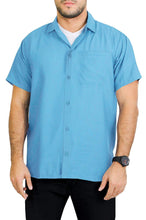 Load image into Gallery viewer, LA LEELA Men&#39;s Aloha Hawaiian Shirt Short Sleeve Button Down Casual Beach Party Blue