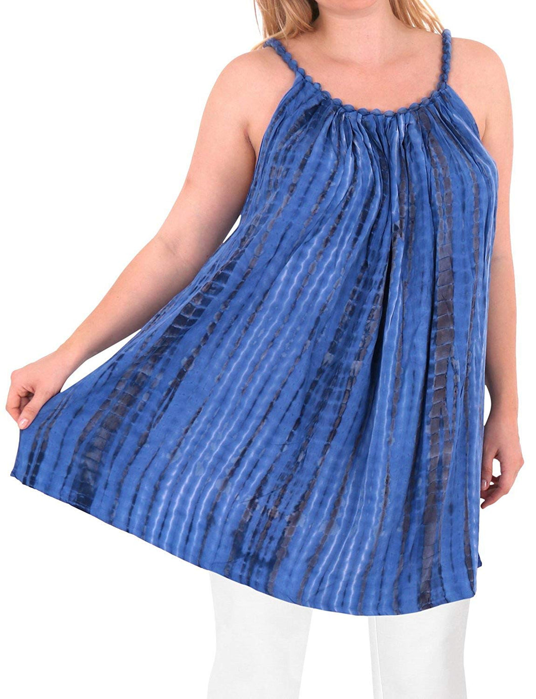 Women's Designer Tunic Beachwear Loose Fit Plus Size Casual Top Blue 14 - 18W