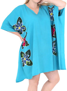 Women's Loose Sundress Beachwear Plus Size Evening Casual Cover ups Turquoise