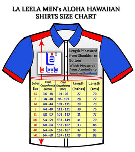 LA LEELA Shirt Casual Button Down Short Sleeve Beach Shirt Men Embroidered 176