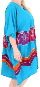 Women's Beachwear Evening Plus Size Blouse Loose Cover ups Casuals Turquoise
