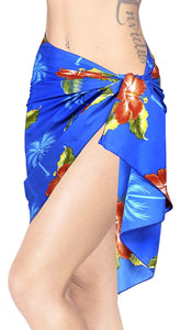LA LEELA Swimsuit Cover-Up Sarong Beach Wrap Skirt Hawaiian Sarongs for Women Plus Size Short Half Mini ZZ
