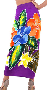 LA LEELA Swimsuit Cover-Up Sarong Beach Wrap Skirt Hawaiian Sarongs for Women Plus Size Large Maxi EJ