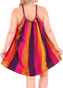Rayon Tie Dye Women Beachwear Cover up Bikini Swimwear Casual Caftan Dress Beige