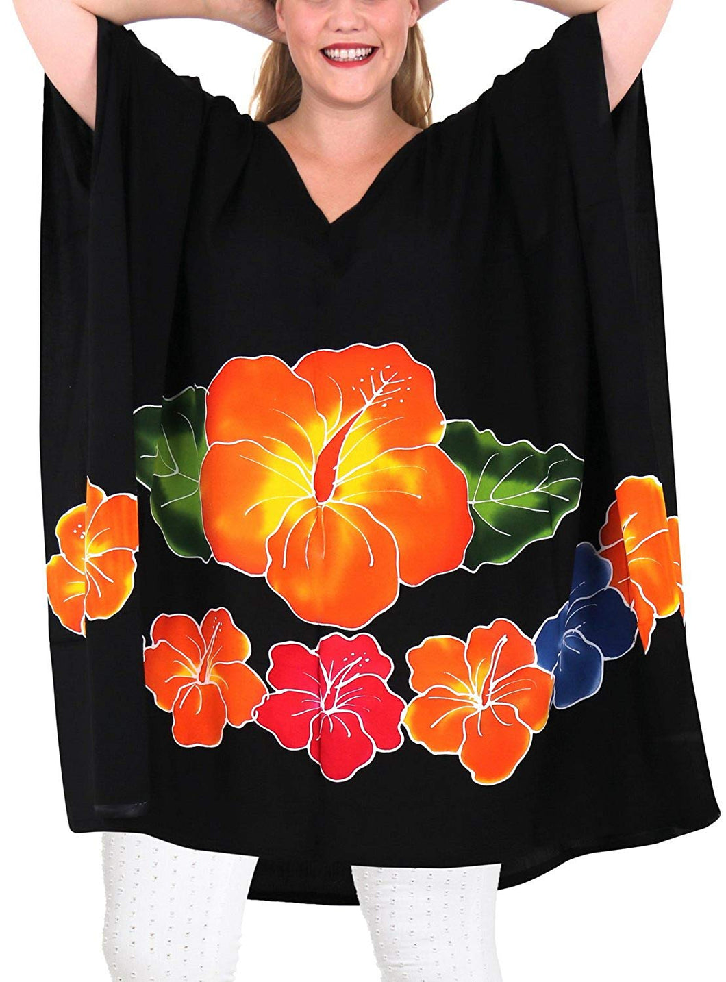 Women's Designer Tunic Beachwear Plus Loose Fit Casual Top Black 14 - 18