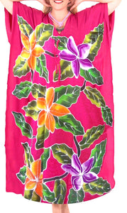 Women's Designer Hand Painted Swimwear Beach LOOSE Bikini Cover ups Caftans Pink