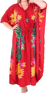Womens Beachwear Sleeveless Rayon Evening Dress Casual Caftan Loose Cover up Red