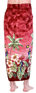 Vintage Casual Aloha Beachwear Wrap Swimwear/Sleepwear Pareo Likre Mens Sarong