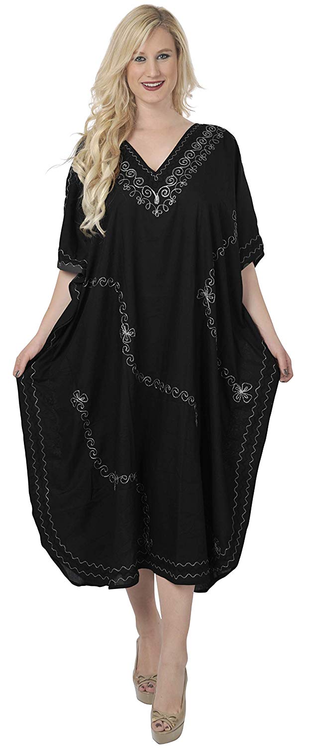 la-leela-rayon-6-solid-womens-kaftan-nightgown-beachwear-cover-up-dress