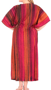 Women's Tie Dye Casual Sleeveless Rayon Casual Caftan Multi Cover up Pink