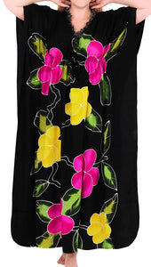 Women's Beachwear Swimwear Rayon Cover ups Aloha Swimsuit Caftans Multi Black