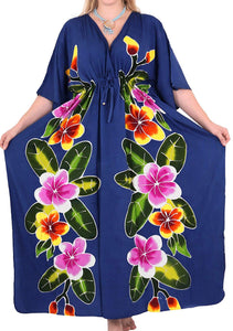 Women's Beachwear Sleeveless Rayon Cover up Dress Casual Caftans Multi  Blue