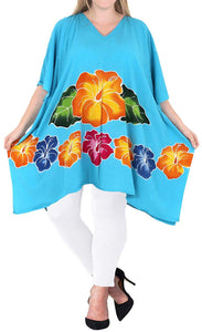 Women's Designer Tunic Beachwear Plus Loose Fit Casual Top Turquoise 14 - 18