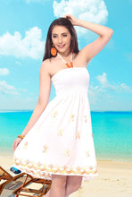 Load image into Gallery viewer, la-leela-rayon-solid-casual-maxi-swimsuit-loose-top-white-2058-one-size