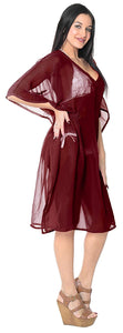 LA LEELA Womens Boho Beach Casual wear Smoked Swing Tube Sun Dress Printed
