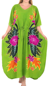 Women's Beachwear Sleeveless Rayon Evening Casual Caftan Loose Cover up Green
