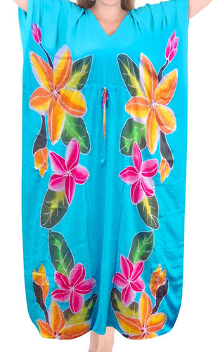 Womens Beachwear Sleeveless Rayon Cover up Dress Casual Caftans Multi Turquoise