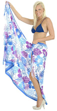 Load image into Gallery viewer, la-leela-soft-light-scarf-dress-bikini-wrap-sarong-printed-72x42-purple_5616