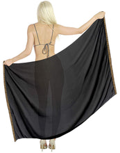Load image into Gallery viewer, la-leela-sheer-chiffon-women-wrap-beach-swim-sarong-solid-66x41-black_1277