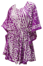 Load image into Gallery viewer, la-leela-cover-ups-animal-printed-beach-swim-caftan-purple