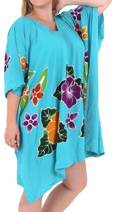Women's Beachwear Evening Plus Size Loose Blouse Cover ups Dresses Turquoise