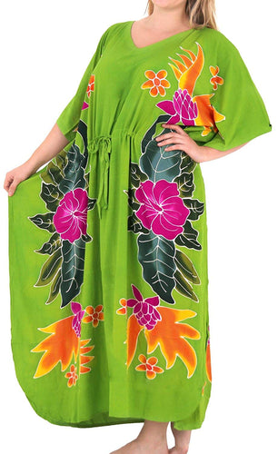 Women's Beachwear Swimwear Rayon Evening Swimsuit Caftan Loose Cover ups Green