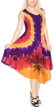 Load image into Gallery viewer, La Leela Smooth Rayon Swirl Hand Tie dye Embroidered Casual Short Beach Dress