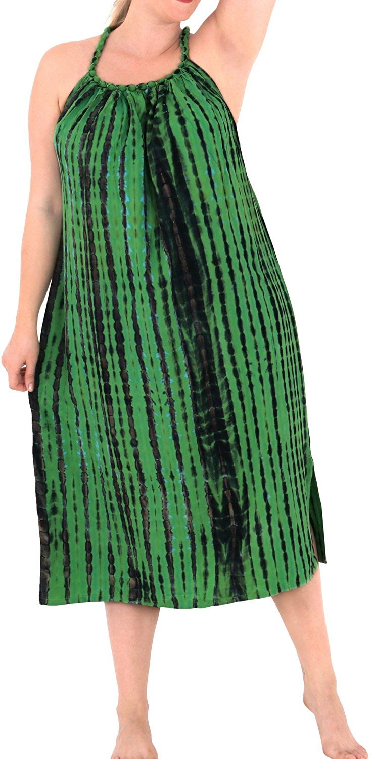 RAYON Plus Size Beachwear Bikini Swimwear Loose Fit Cover ups Tank LOOSE Green