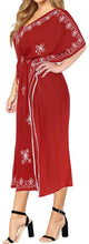 Load image into Gallery viewer, la-leela-rayon-solid-drawstring-dress-osfm-14-30-l-5x-red_3595