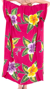 Women's Beachwear Swimwear Rayon Cover ups Aloha Swimsuit Caftans Multi Pink