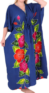 Women's Beachwear Swimwear Rayon Cover ups Aloha Swimsuit Caftans Multi Blue