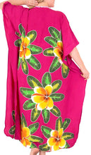 Load image into Gallery viewer, Women&#39;s Pink Designer Hand Painted Swimwear Beach LOOSE Bikini Cover ups Caftan