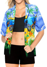 Load image into Gallery viewer, LA LEELA Women&#39;s Beach Blouse Button Down Relaxed Camp Casual Shirt Hibiscus