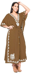 LA LEELA Rayon  Solid Women's Caftan Style Nightgown Beachwear Dress Cover up