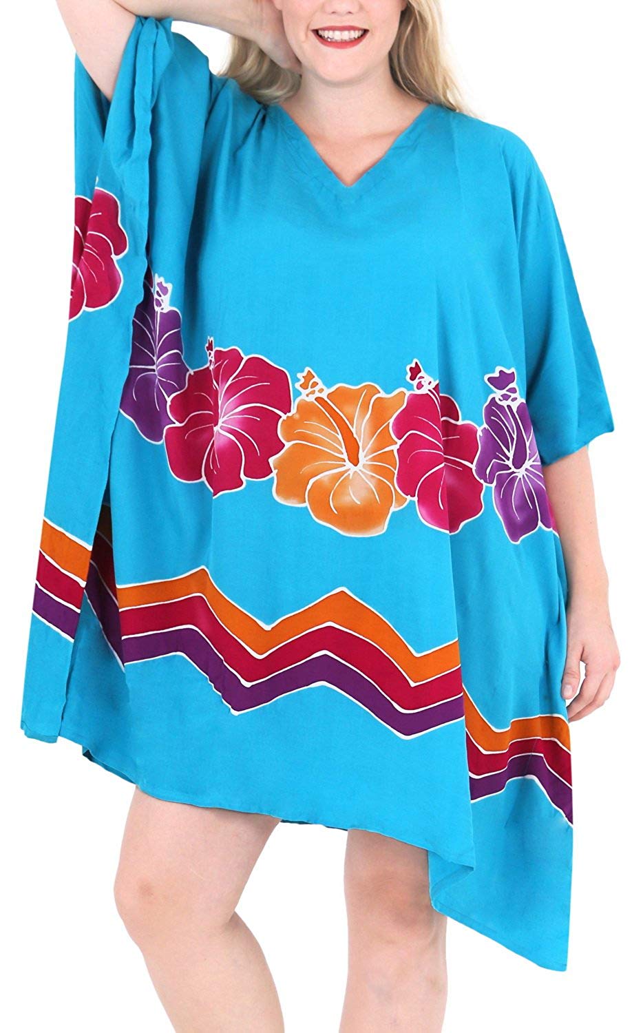 Women's Beachwear Evening Plus Size Blouse Loose Cover ups Casuals Turquoise