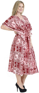 LA LEELA Cotton Women's Kaftan Kimono Summer Beachwear Cover up Dress