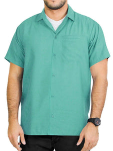 LA LEELA Men's Aloha Hawaiian Shirt Short Sleeve Button Down Casual Beach Party Blue