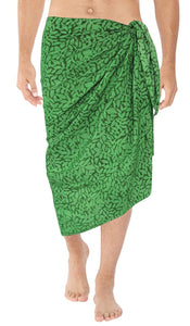 LA LEELA Hand Paint Leafy Rayon Wrap Beach Swimwear Long Pareo Men Sarong 78X39