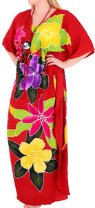 Women's Beachwear Sleeveless Rayon Cover up Dress Casual Caftans Multi Red