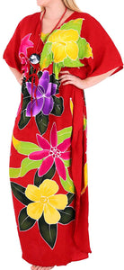 Women's Beachwear Swimwear Rayon Cover ups Aloha Swimsuit Caftans Multi Red