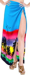 LA LEELA Women Beachwear Bikini Cover up Wrap Dress Swimwear Sarong 17 ONE Size